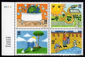 Scott #2954a (2951-54) Kids Care (Earth Day) Plate Block of 4 Stamps - MNH #1 - Picture 1 of 1