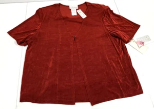 Fitting Image Women's V-Neck Jacket open Front Burgundy ~ Size 20 - Picture 1 of 13