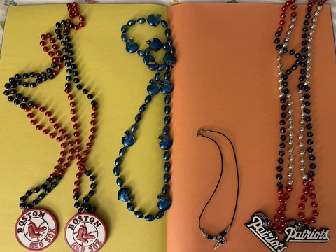 2 Boston Red Sox and 2 New England Patriots with medallion necklaces Cover