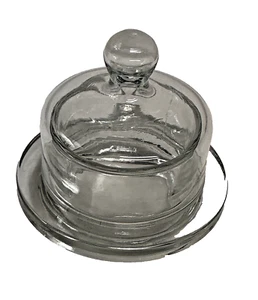 Round Individual Glass Butter Pat Covered Dish Cloche Single Serve p77 - Picture 1 of 14