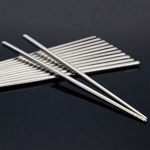 Lot Reusable Long Chopsticks Metal Korean Chinese Stainless Steel Chopsticks ~