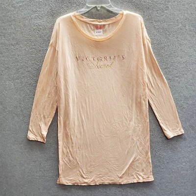 Victoria's Secret Women Sleepwear Small Orange T-Shirt Dress Logo Long Sleeve - Image 1 of 4