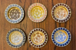 Vtg 6-Piece Mid-Century Modern Mosaic Tile Coasters Lobeco Hand Crafted Japan - Picture 1 of 9