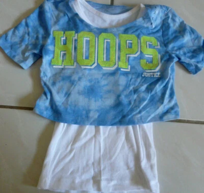 NWT JUSTICE LAYERED TOP SEQUINS LIGHT THIS UP "HOOPS" MESSAGE SIZE 5 - Image 1 of 4
