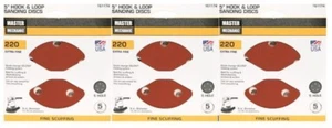 3 Pack Master Mechanic 161174 5 Inch 8 Hole Hook and Loop 220 Grit - 15 Discs - Bild 1 von 1