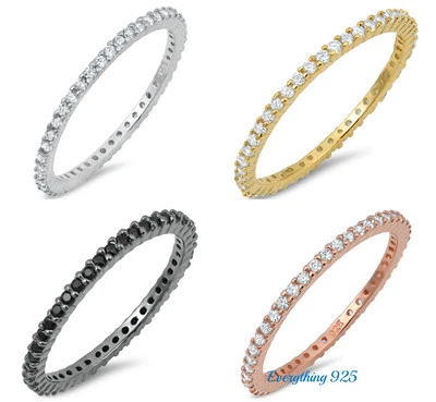 .925 STERLING SILVER 1.5MM STACKABLE ETERNITY DESIGN CZ RING W/ STONE SIZES3-10* - Image 1 of 2