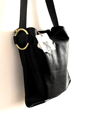 HOBO Shoulder Bag Slim Tote Black Leather CHAZ Brushed Antique Hardware NWT $218