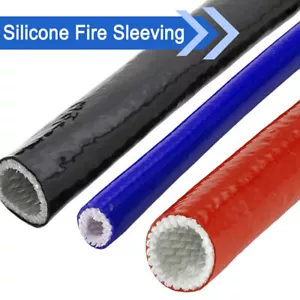 Heat Shield Sleeve Silicone Fibreglass Fire Sleeving Protect Fuel Line Heat wrap - Bild 1 von 12