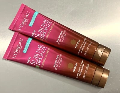 2X Loreal Paris Sublime Bronze Summer Express Wash Off Body Makeup Lotion Medium - Image 1 of 2