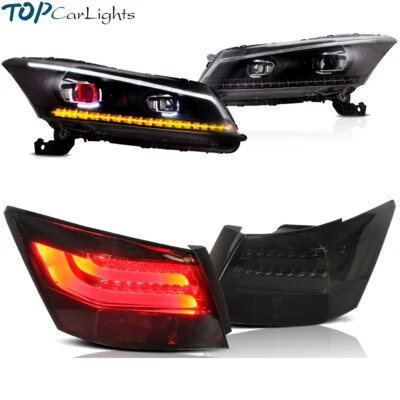 Demon Eyes LED Headlights + Smoked Tail Lights For Honda Accord Sedan 2008-2012 - Image 1 of 4