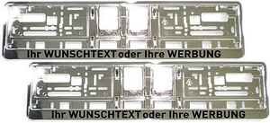 2 Stück Kennzeichenhalter CHROM mit WUNSCHTEXT Nummernschildhalter Satz silber - Imagen 1 de 3