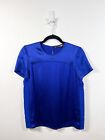 Roberto Cavalli Blouse Top Womens 38 Blue Silk Blend Shirt Evening Smart Ladies