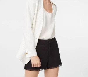 Club Monaco Kelela Fringe Shorts Women's 00 Black Textured Pockets Lined New NWT - Picture 1 of 14