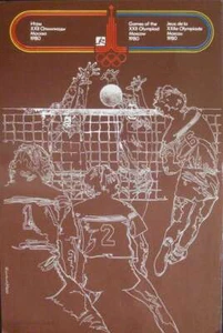 MOSCOW 1980 OLYMPICS VOLLEYBALL poster 13x19 RARE - Picture 1 of 1