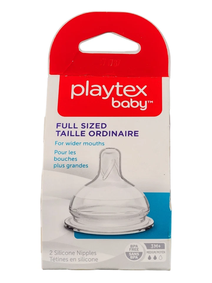 Mamilos de silicone formato completo Playtex Baby, fluxo médio 3M+, 2 quilates - Imagem 1 de 4