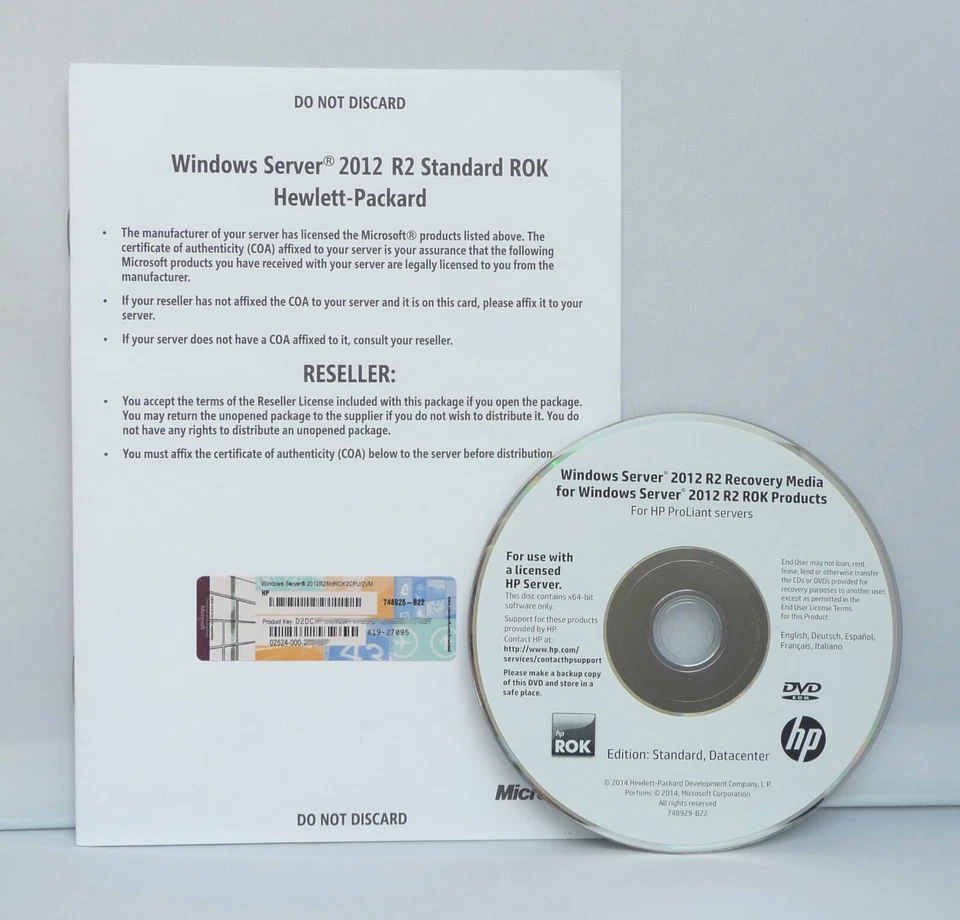 Microsoft Windows Server 2012 R2 Standard - HP-ROK - 2CPU/2VM - DVD - Bild 1 von 1