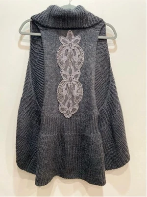 Willow & Clay Anthropology Wool Knit Bead Embellished Vest L Fairy Grunge Y2K - Image 1 of 4