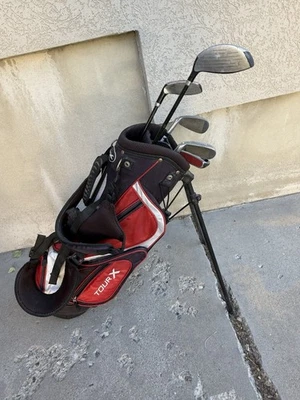 Tour X 5 Pc Junior Golf Set w/ Stand Bag Drive Hybrid 7 & 9 Iron Putter Size 2 - Image 1 of 4