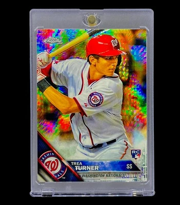 TREA TURNER ROOKIE HYPER REFRACTOR SILVER HOLO 2016 Topps Chrome - PHILLIES - Image 1 of 4