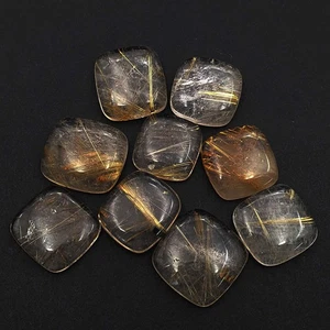 Natural Golden Rutile Quartz Cushion Cabochon 15-29 MM 102 CT 4 Pcs - Picture 1 of 3