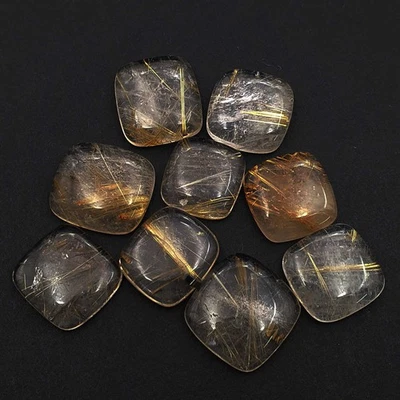 Natural Golden Rutile Quartz Cushion Cabochon 15-29 MM 102 CT 4 Pcs - Image 1 of 3