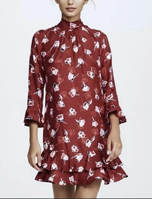 LN $395 WOMENS Sz 6 SMALL MEDIUM (bust 38”) REBECCA TAYLOR SILK DRESS FLORAL - Image 1 of 4