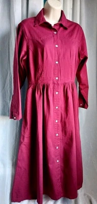 Vintage 80's Red Denim Western Style Dress Pearl Snap Button Gitano Medium - Image 1 of 4