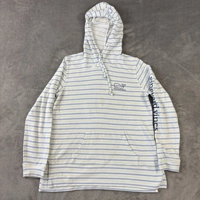 Vineyard Vines Mujer M Sudadera con Capucha Terry Francés Pullover Bolsillos a Rayas Foto 1 de 4