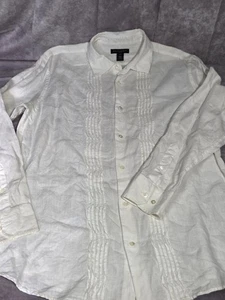 Banana Republic 100% Linen Mens Large White Casual Button Long Sleeve Shirt EUC  - Picture 1 of 6