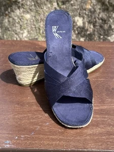 NEW-Sandali donna bianchi montagna navy zeppa misura 6W tacco “Cortney” 2,5” LEGGI - Foto 1 di 19