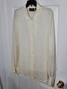 Dana Buchman Ivory/Cream Silk Button Down Blouse - Size 16 - Picture 1 of 6