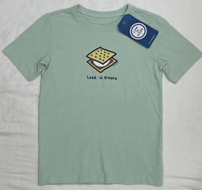 Camiseta Life is Good Kids "Less is S'more" Verde Salvia con S'more Talla M 8/10 Nueva con Etiquetas Foto 1 de 4