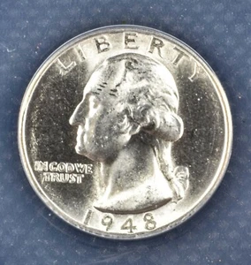 Cuarto de plata de Washington 1948-S gema Anacs MS 65  - Imagen 1 de 3