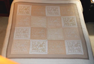 Queen Quilt by Suite 109 Shabby Chic Cream Apricot Shades of Beige 82" x 90" - Picture 1 of 11