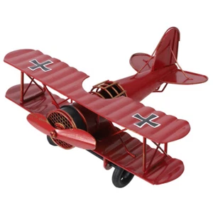  Wrought Iron Airplane Model Office Props Desktop Decoration Models Toy Biplane - Picture 1 of 22