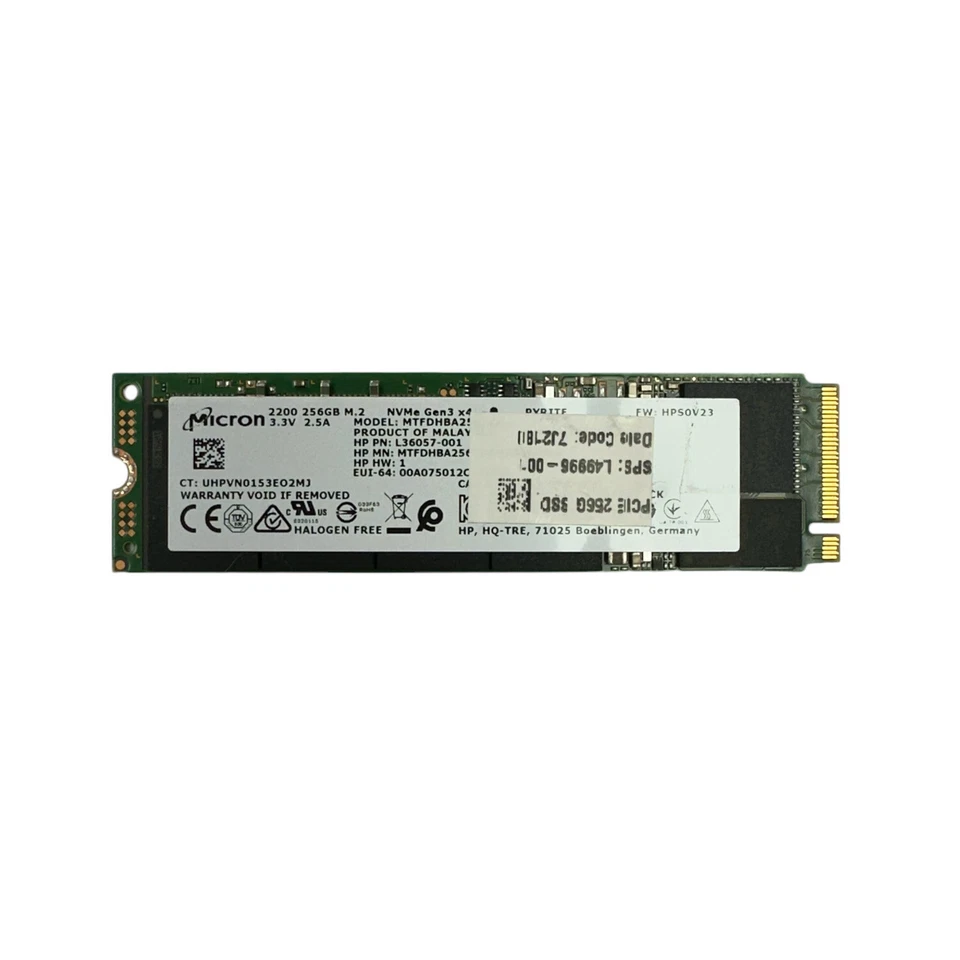 Micron 256GB SSD M.2 2280 PCIe NVMe Notebook PC interne Festplatte - Bild 1 von 1