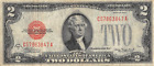 USA   $2  Series of 1928 D  Block  C - A   Red Seal  Circulated Banknote Zd