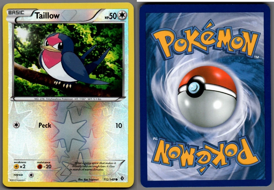 2012 Pokemon, B&W Boundaries Crossed, #112/149 Taillow, Reverse Holo Common - Image 1 of 1