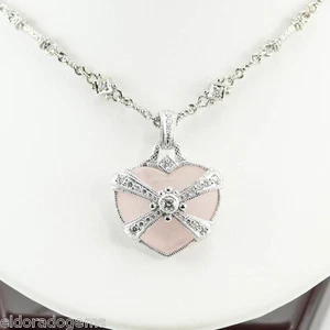 JUDITH RIPKA NATURAL DIAMOND BY THE YARD NECKLACE & REMOVABLE HEART PENDANT 18K - Picture 1 of 11