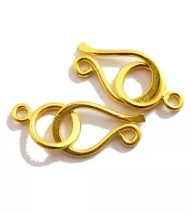 10 PCS 30X11MM SOLID COPPER S HOOK CLASP 18K GOLD PLATED 862 DTH-273 - Picture 1 of 3