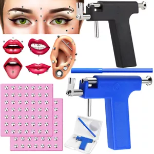 Professional Ear Piercing Gun Body Nose Navel Tool Kit Jewelry with 98 Studs DIY - Picture 1 of 16