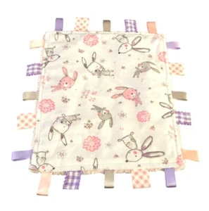 Boutique Taggies Seguridad Lovey Manta Estampado Conejito Rosa Púrpura 14” X 16” - Imagen 1 de 3