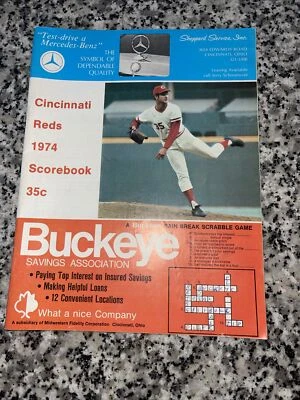 1974 Cincinnati Reds Scorebook Don Gullett cover  vs Astros - Image 1 of 4