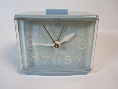 Vintage Westclox Alarm Clock Model 22256 Softee Blue Drowse Dialite Made In USA Cover