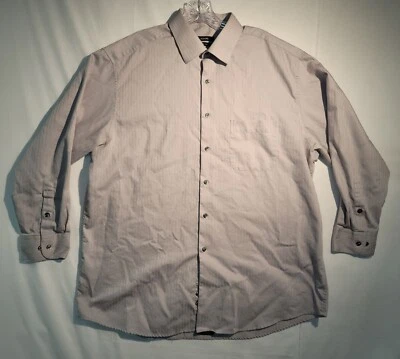 Alfani Mens Size XL 17 32-33 Gray Striped Dress Shirt - Image 1 of 4