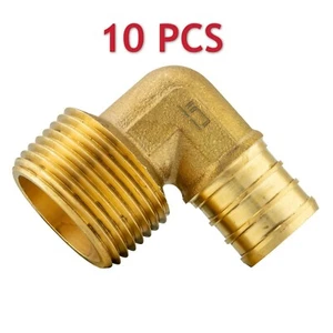 10PCS EFIELD 3/4"PEX x 1/2" Male NPT Elbow Adapter Brass Crimp Fitting Lead Free - Picture 1 of 4