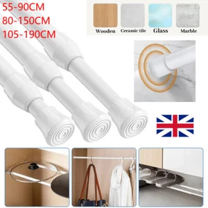 Extendable Telescopic Voile Tension Curtain Rail Pole Retractable Net Rods White - Picture 1 of 15