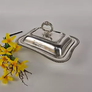 Plato de servir cubierto plateado vintage con mango ornamentado - Imagen 1 de 8