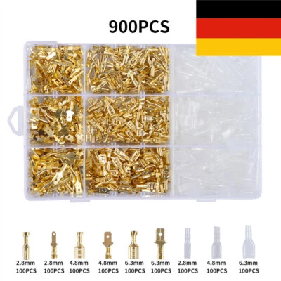 900 stk Quetschverbinder Steckverbinder Sortiment Kabelschuhe Flachstecker Box - Bild 1 von 4
