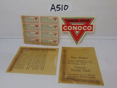 ВИНТАЖНЫЙ CONOCO БЕНЗОКОЛОНКА МАСЛО ПУТЕШЕСТВИЙ КЛУБ РЕКЛАМНАЯ НАКЛЕЙКА ВОДЫ НАКЛЕЙКА - Изображение 1 из 4